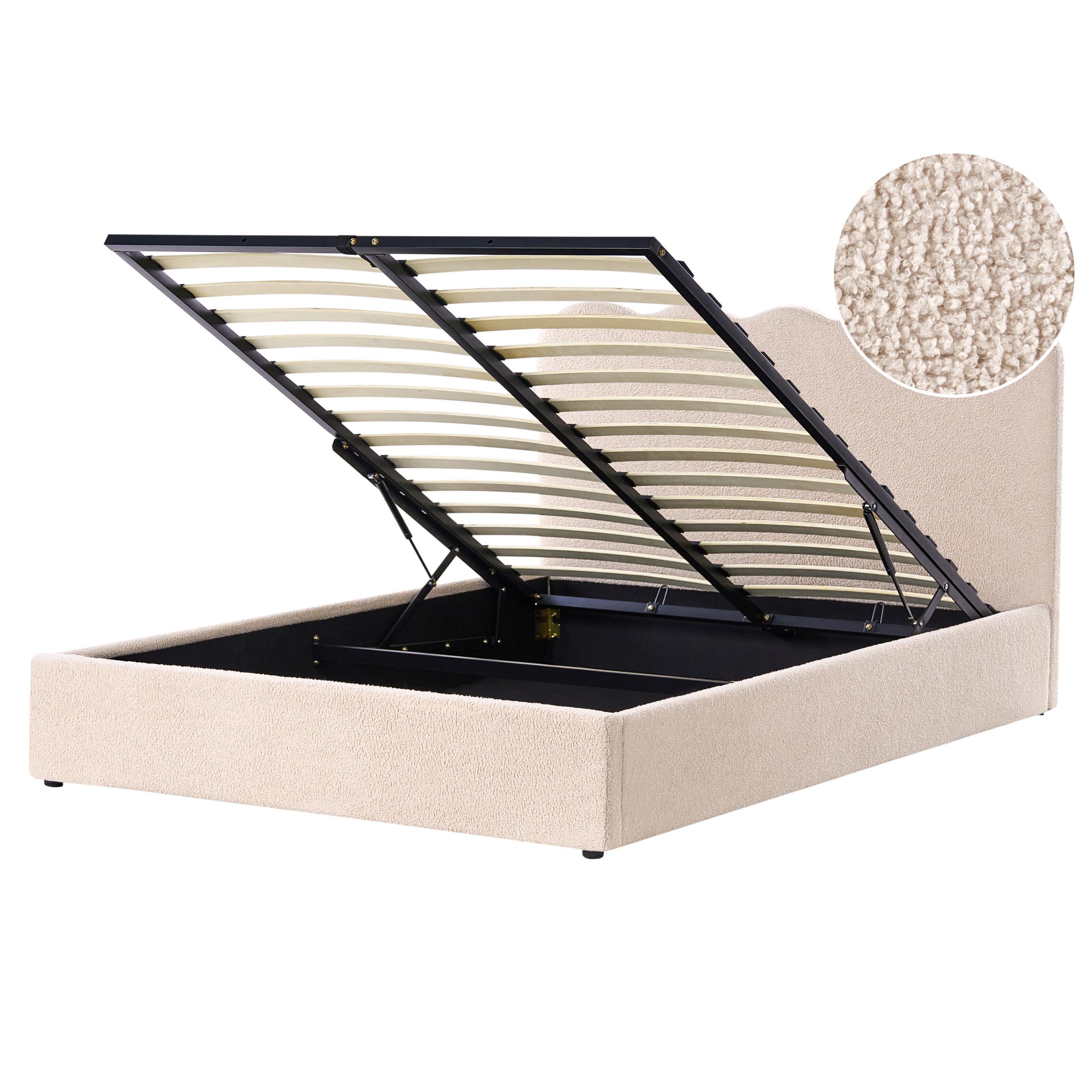 wohnli-moebel-suche-800001983759 Wohnli Möbelsuche - BETT mit Stauraum 160/200 Bouclé Beige Nanterre