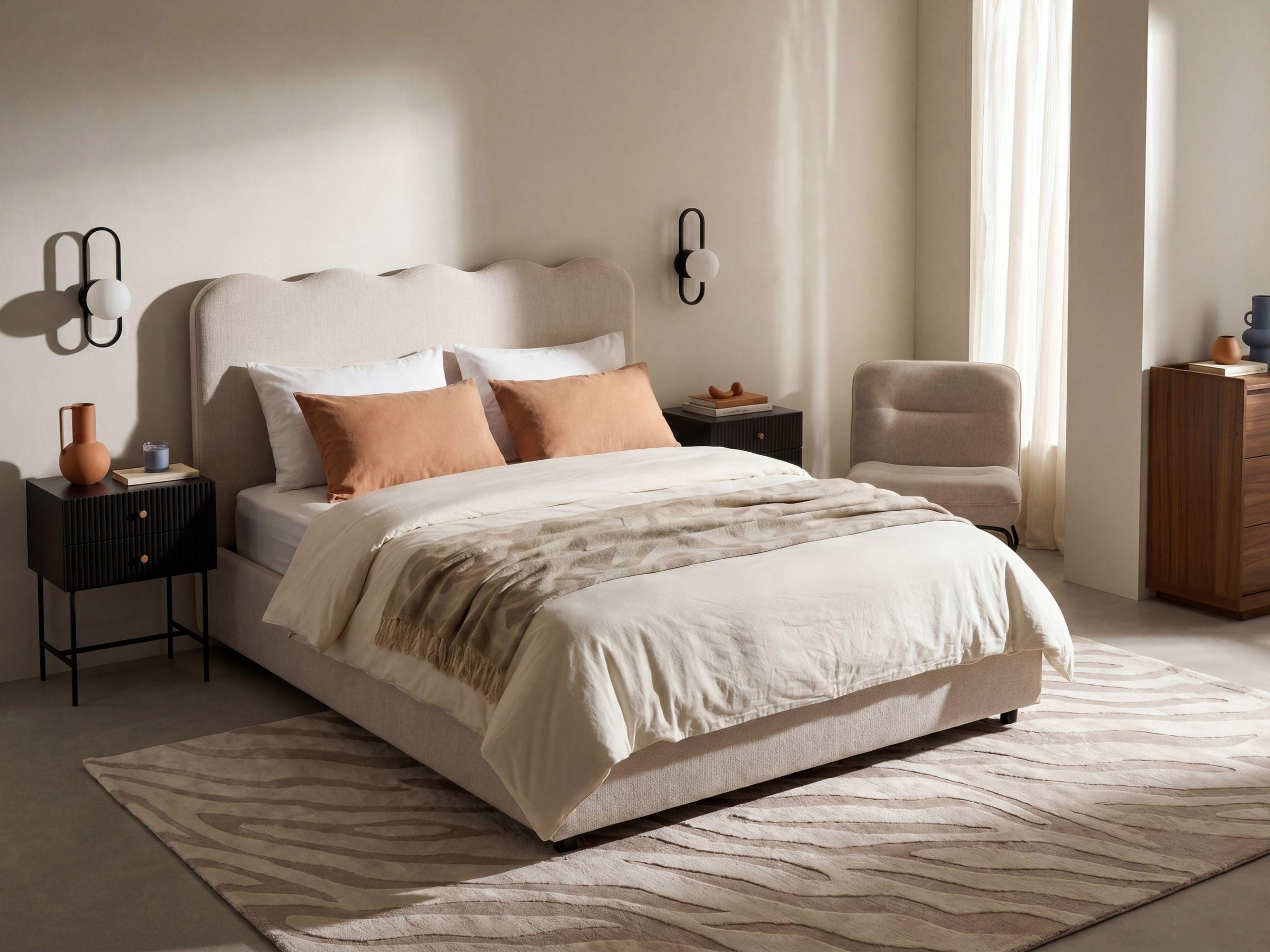 BETT mit Stauraum 140/200 Stoff Hellbeige Nanterre Textil Beliani Möbel > Betten Beige