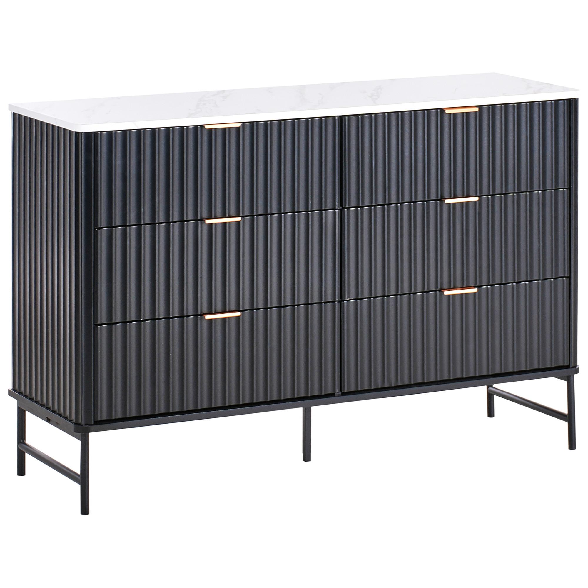 wohnli-moebel-suche-800001983769 Wohnli Möbelsuche - KOMMODE mit 6 Schubladen Marmor Optik/Schwarz Glastonbury