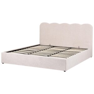 wohnli-moebel-suche-800001983777-1 BETT mit Stauraum 180/200 Stoff Hellbeige Nanterre Textil Beliani Möbel > Betten Beige