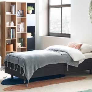 wohnli-moebel-suche-800001983778-1 BETT verstellbar ohne Kopfteil Stoff 80/200 cm Dunkelgrau Duke Textil Beliani Möbel > Betten Grau