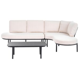 wohnli-moebel-suche-800001983785-1 GARTENSOFA mit Tisch 4-Sitzer Metall Schwarz Pollina Metall Beliani Garten & Outdoor > Gartenmöbel Beige