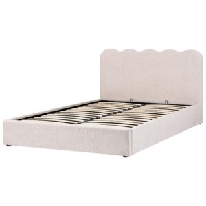 BETT mit Stauraum 160/200 Stoff Hellbeige Nanterre Textil Beliani Möbel > Betten Beige