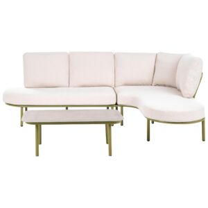 wohnli-moebel-suche-800001983790-1 GARTENSOFA mit Tisch 4-Sitzer Metall Grün Pollina Metall Beliani Garten & Outdoor > Gartenmöbel Beige