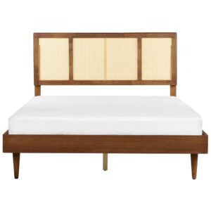 wohnli-moebel-suche-800001983806-1 BETT mit Lattenrost 160/200 Gummibaumholz Braun Auray Holz Beliani Möbel > Betten Braun