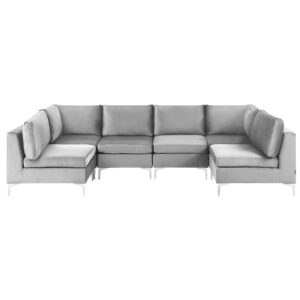 wohnli-moebel-suche-800001983813 Wohnli Möbelsuche - 6-SITZER-MODULSOFA U-förmiges Grau Samtstoff Evja
