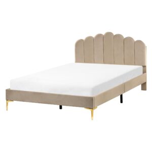 wohnli-moebel-suche-800001983856 Wohnli Möbelsuche - BETT mit Lattenrost 140/200 Samtstoff Taupe Sauvian