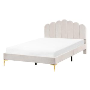 wohnli-moebel-suche-800001983860 Wohnli Möbelsuche - BETT mit Lattenrost 140/200 Samtstoff Cremeweiß Sauvian