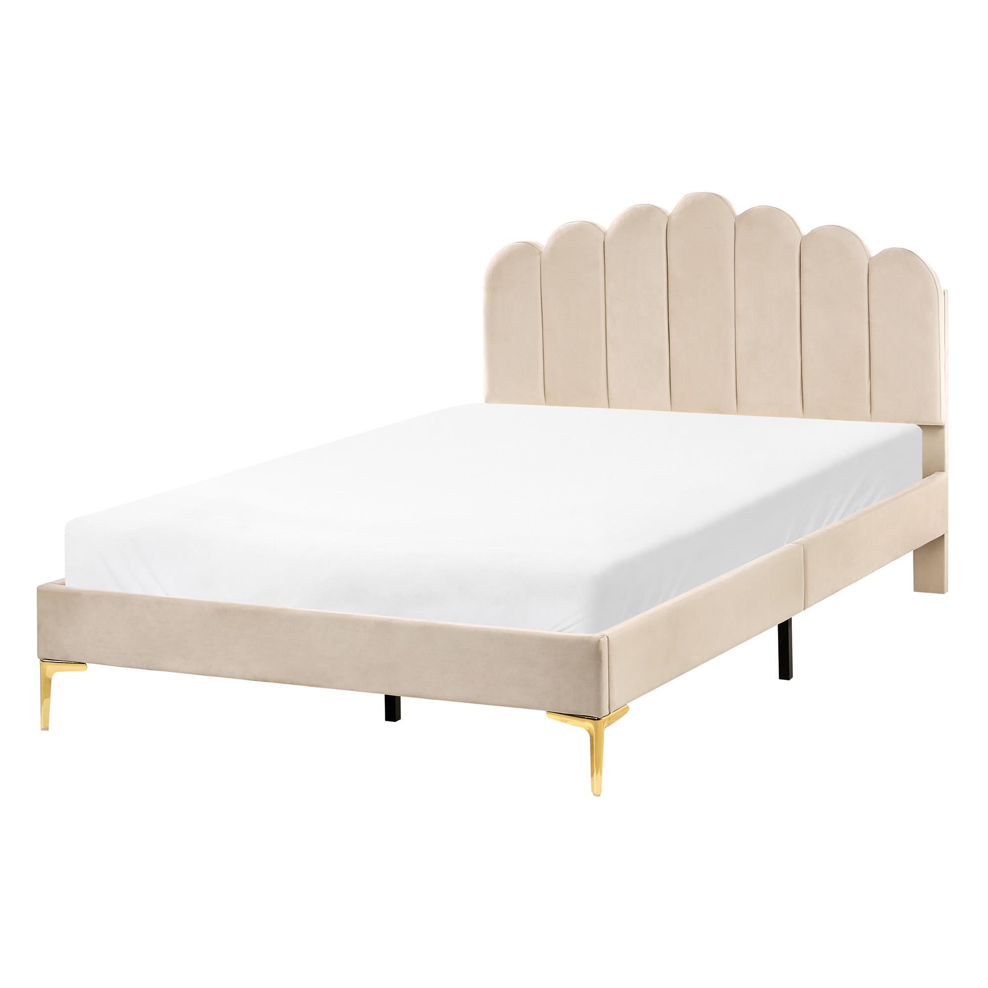 wohnli-moebel-suche-800001983864 Wohnli Möbelsuche - BETT mit Lattenrost 120/200 Samtstoff Beige Sauvian