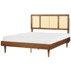 wohnli-moebel-suche-800001983882-1 BETT mit LED 160/200 Gummibaumholz Braun Auray Holz Beliani Möbel > Betten Braun