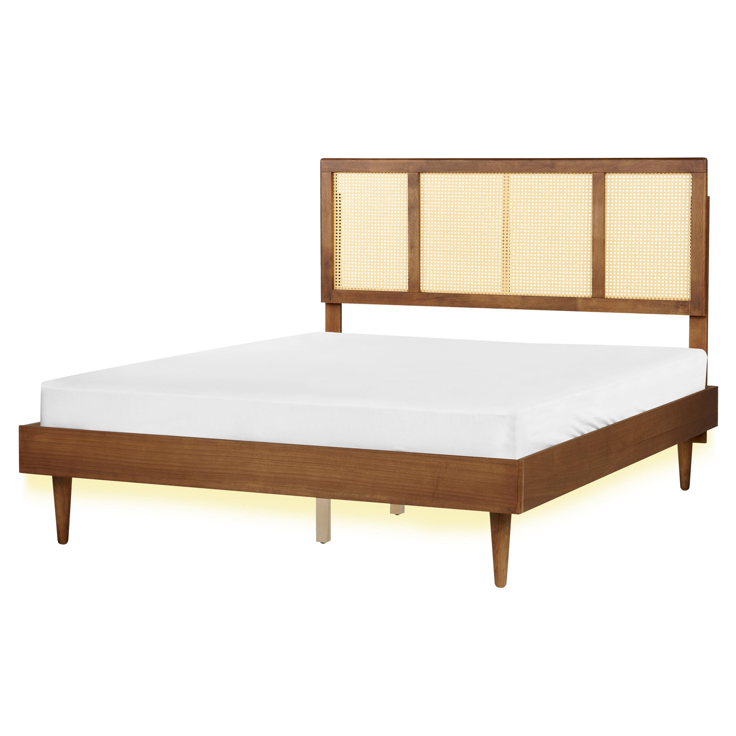 wohnli-moebel-suche-800001983882 Wohnli Möbelsuche - BETT mit LED 160/200 Gummibaumholz Braun Auray