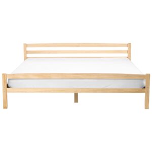 wohnli-moebel-suche-800001983911-1 BETT mit Lattenrost 180/200 Kiefernholz Hellbraun Echallon Holz Beliani Möbel > Betten Braun