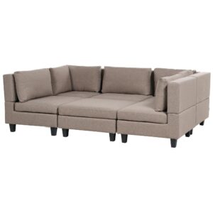 wohnli-moebel-suche-800001983912-1 5-SITZER-MODULSOFA U-förmiges Braun Stoff mit Ottomane Unstad Textil Beliani Möbel > Sofas & Couches > Wohnlandschaften > Wohnlandschaften U-Form Braun