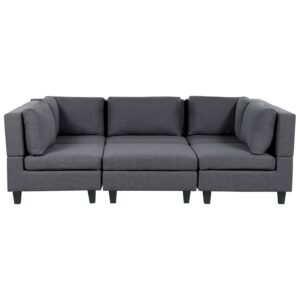 Wohnli Möbelsuche - 5-SITZER-MODULSOFA U-förmiges Dunkelgrau Stoff mit Ottomane Unstad