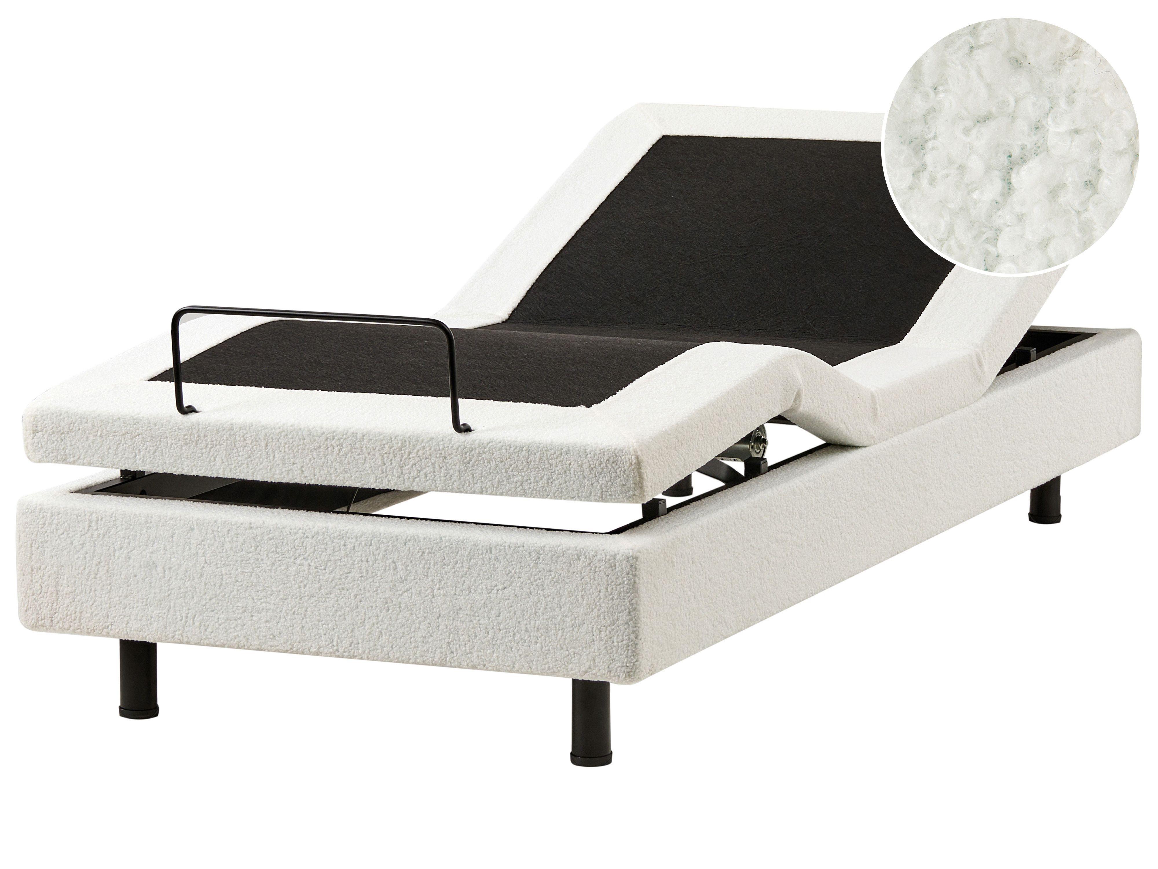 Wohnli Möbelsuche - BETT verstellbar ohne Kopfteil Bouclé 90/200 cm Cremeweiß Duke