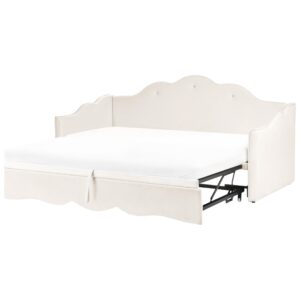 wohnli-moebel-suche-800001983936 Wohnli Möbelsuche - AUSZIEHBETT Samtstoff 90/200 cm Hellbeige Lorette