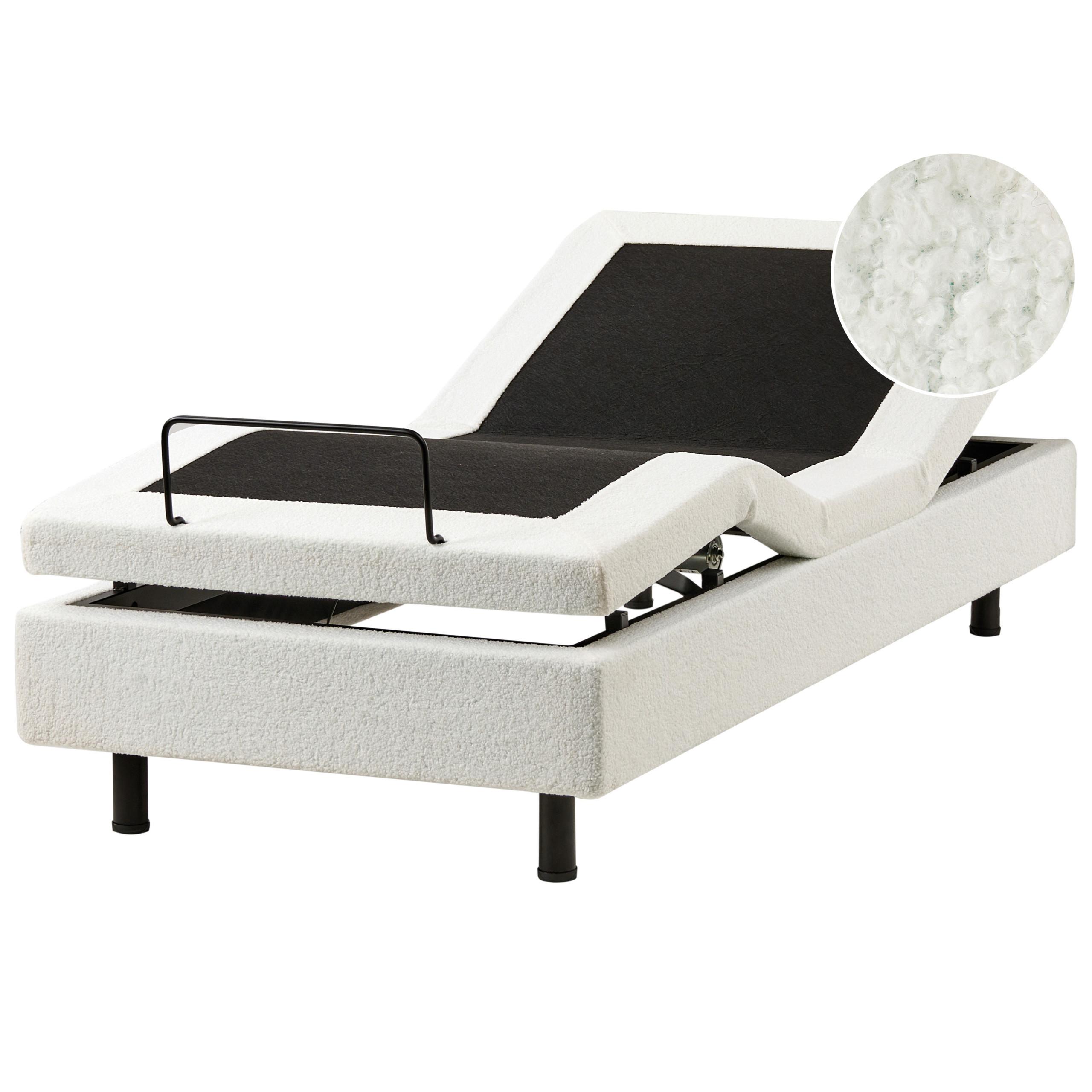 Wohnli Möbelsuche - BETT verstellbar ohne Kopfteil Bouclé 80/200 cm Cremeweiß Duke