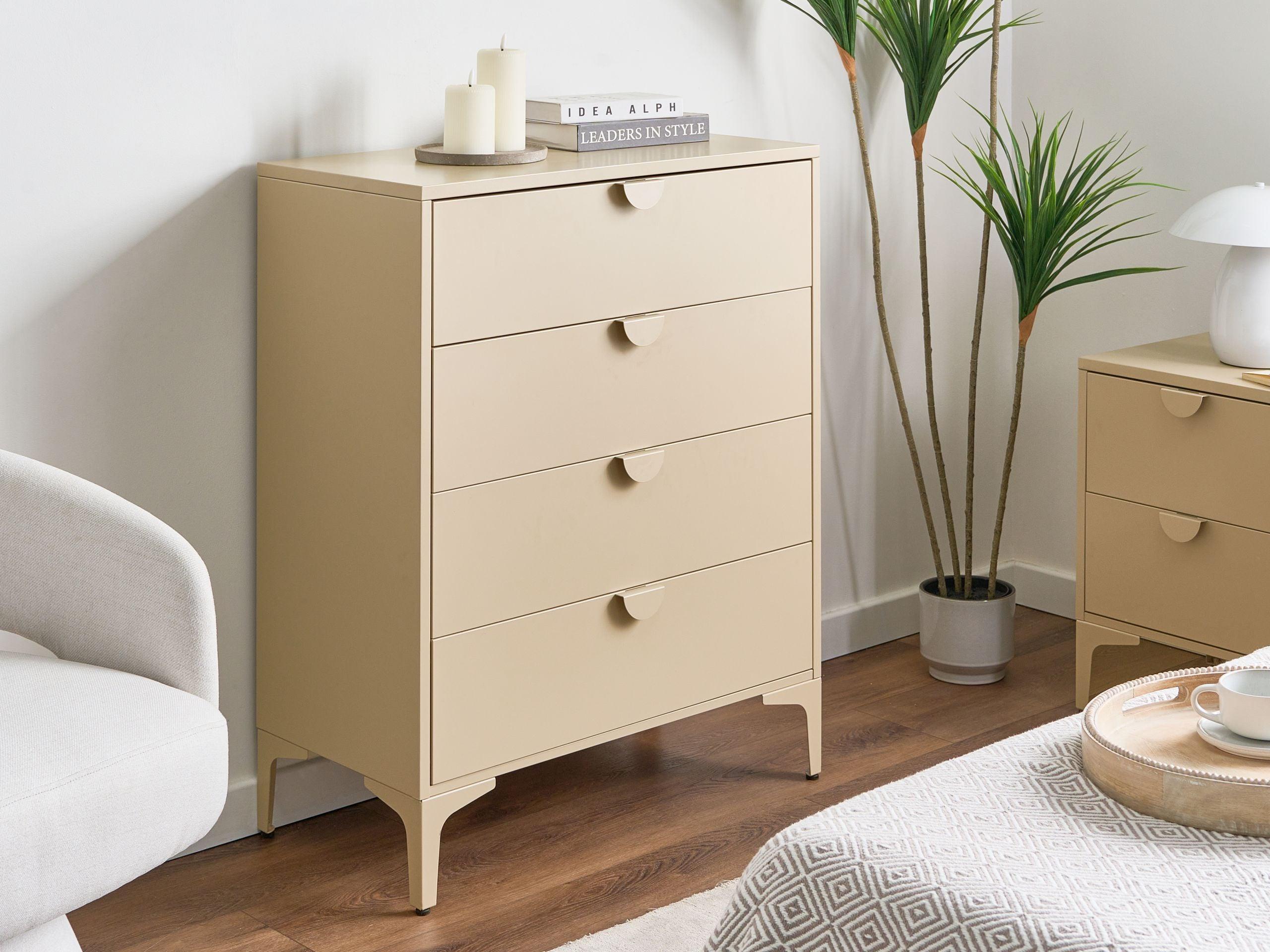 KOMMODE mit 4 Schubladen Metall Beige Ardura Metall Beliani Möbel > Kommoden & Schubladenschränke > Kommoden Beige