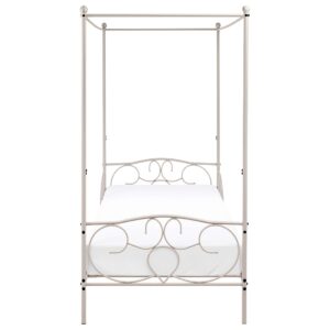 wohnli-moebel-suche-800001984073-1 HIMMELBETT Metall 90/200 cm Hellbeige Sormery Metall Beliani Möbel > Betten Beige