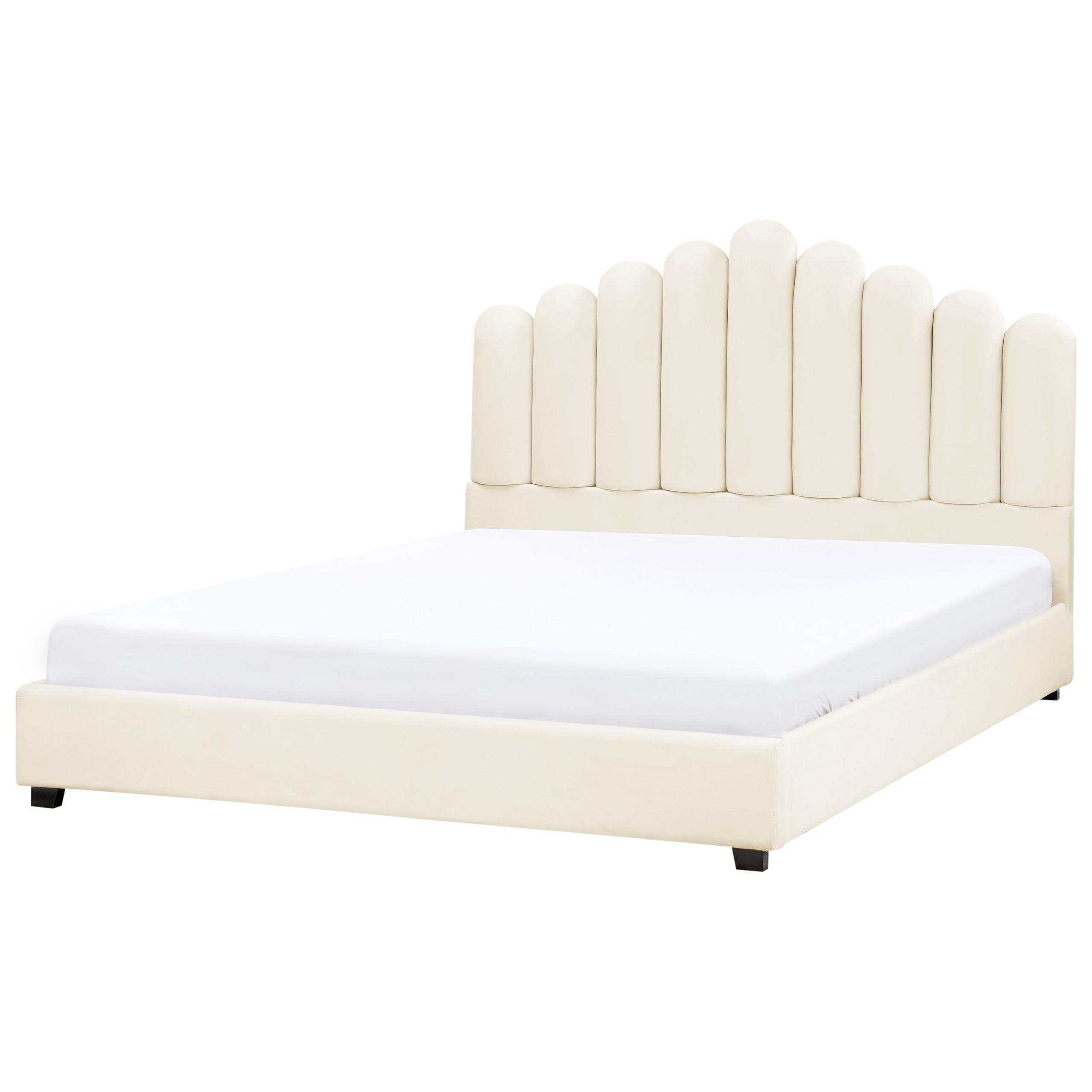 Wohnli Möbelsuche - WASSERBETT Samtstoff 180/200 cm Cremeweiß Vincennes