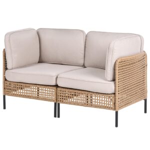 wohnli-moebel-suche-800001984215-1 GARTENSOFA mit Tisch 2-Sitzer Polyrattan Hellbeige Omegana Kunststoff Beliani Garten & Outdoor > Gartenmöbel Beige
