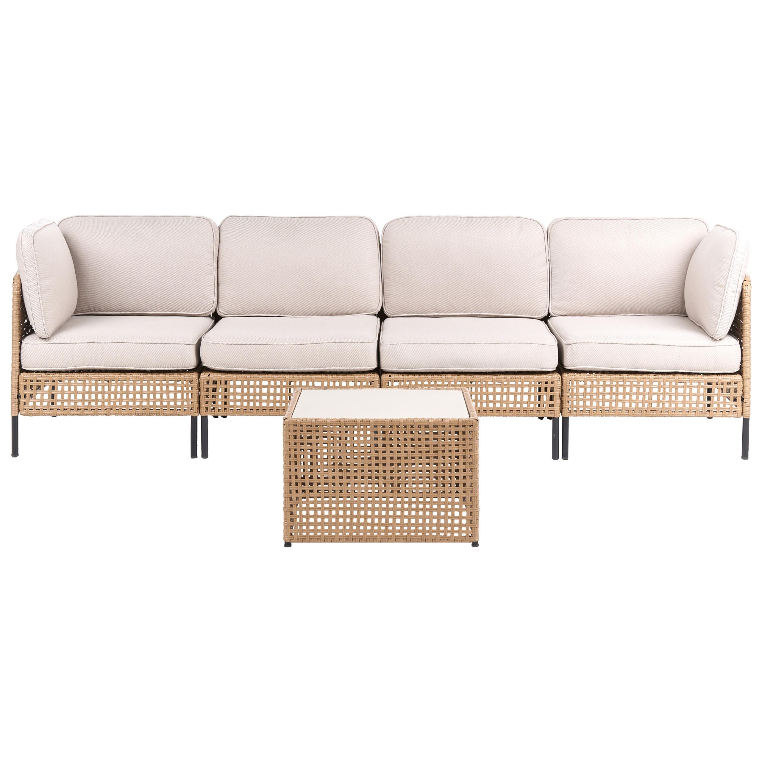wohnli-moebel-suche-800001984216 Wohnli Möbelsuche - GARTENSOFA mit Tisch 4-Sitzer modular Polyrattan Hellbeige Omegana