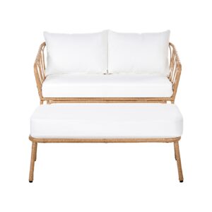 wohnli-moebel-suche-800001984217 Wohnli Möbelsuche - GARTENSOFA 2-Sitzer mit Bank Polyrattan Hellbraun Follo