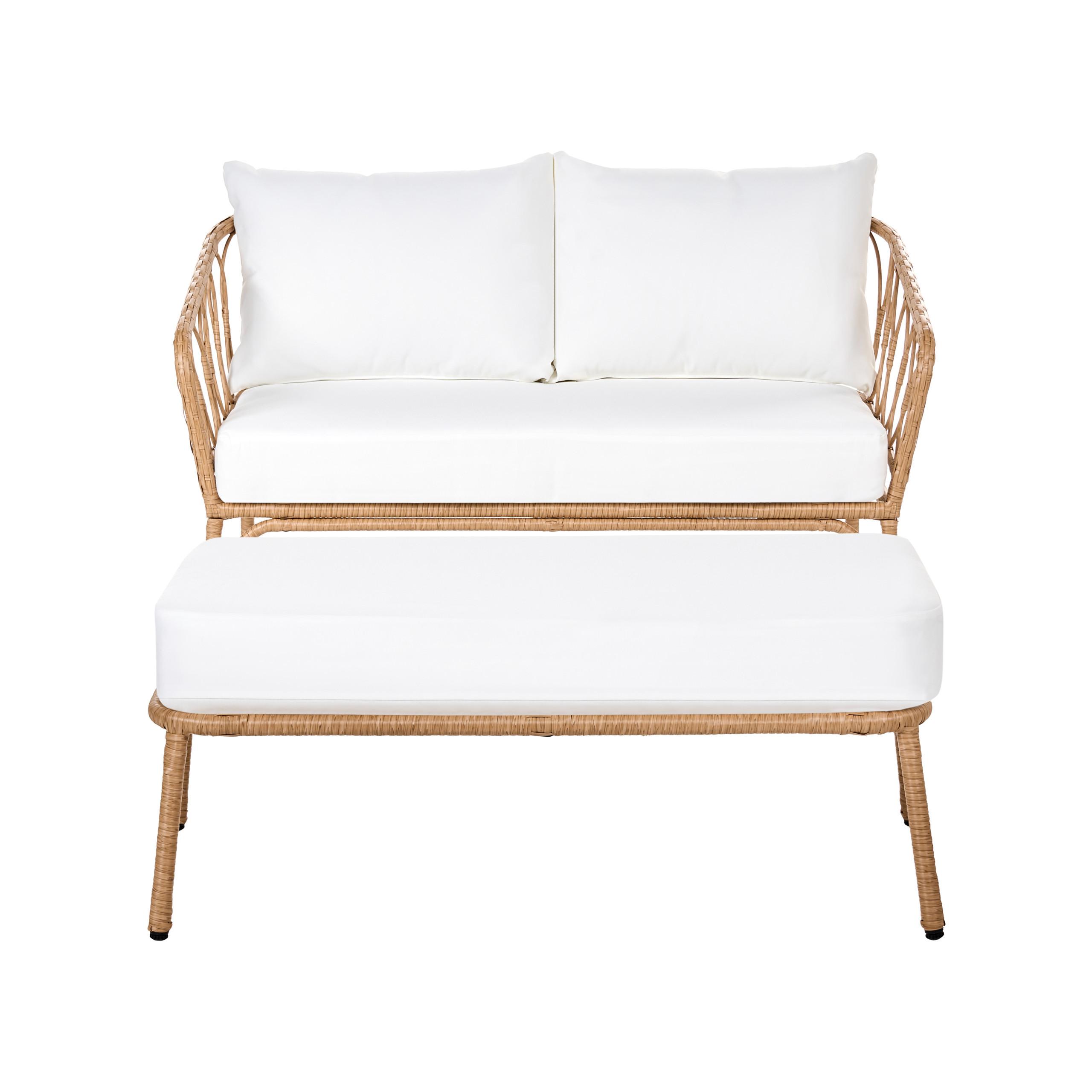 wohnli-moebel-suche-800001984217 Wohnli Möbelsuche - GARTENSOFA 2-Sitzer mit Bank Polyrattan Hellbraun Follo