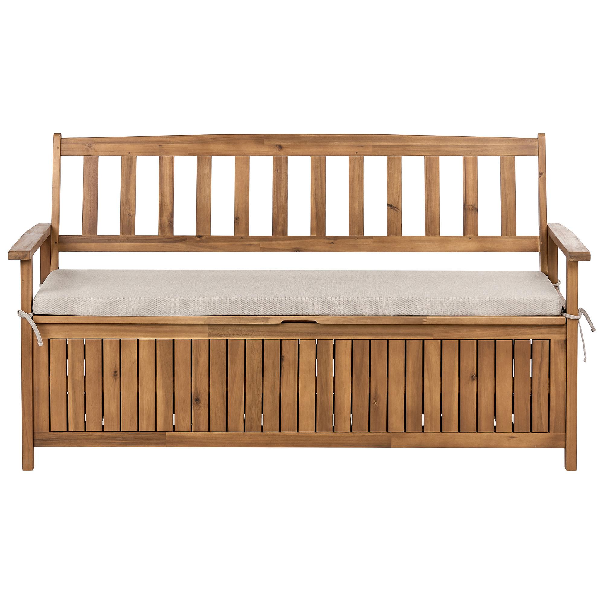 wohnli-moebel-suche-800001984221 Wohnli Möbelsuche - GARTENBANK mit Auflage 160 cm mit Stauraum Akazienholz Beige Sovana