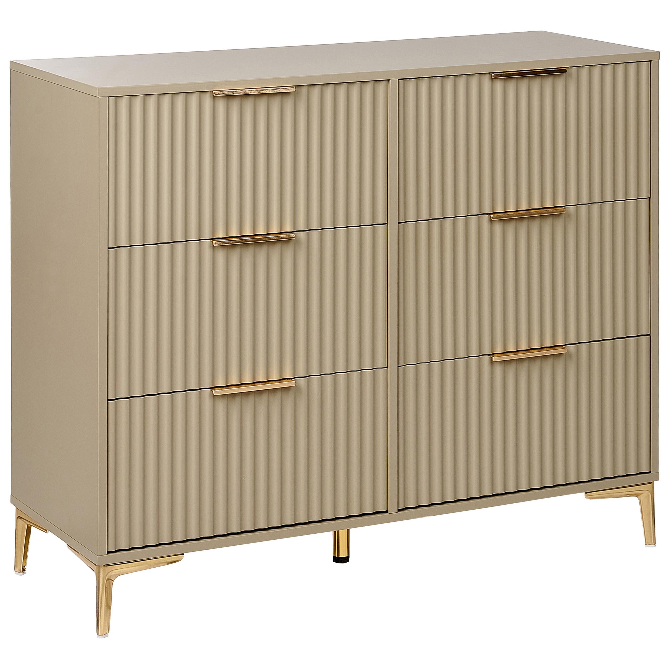 Wohnli Möbelsuche - KOMMODE mit 6 Schubladen Beige Walcott