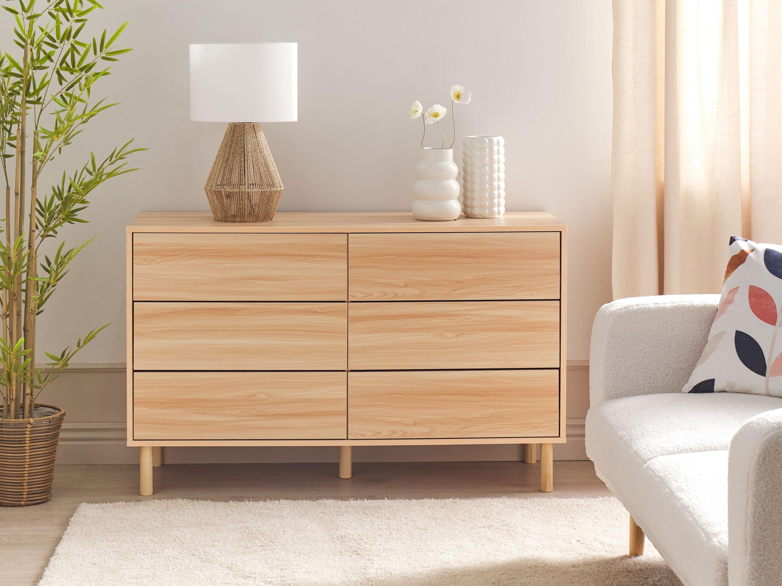 KOMMODE mit 6 Schubladen Hellbraun Sharpe Holzwerkstoff Beliani Möbel > Kommoden & Schubladenschränke > Kommoden Braun