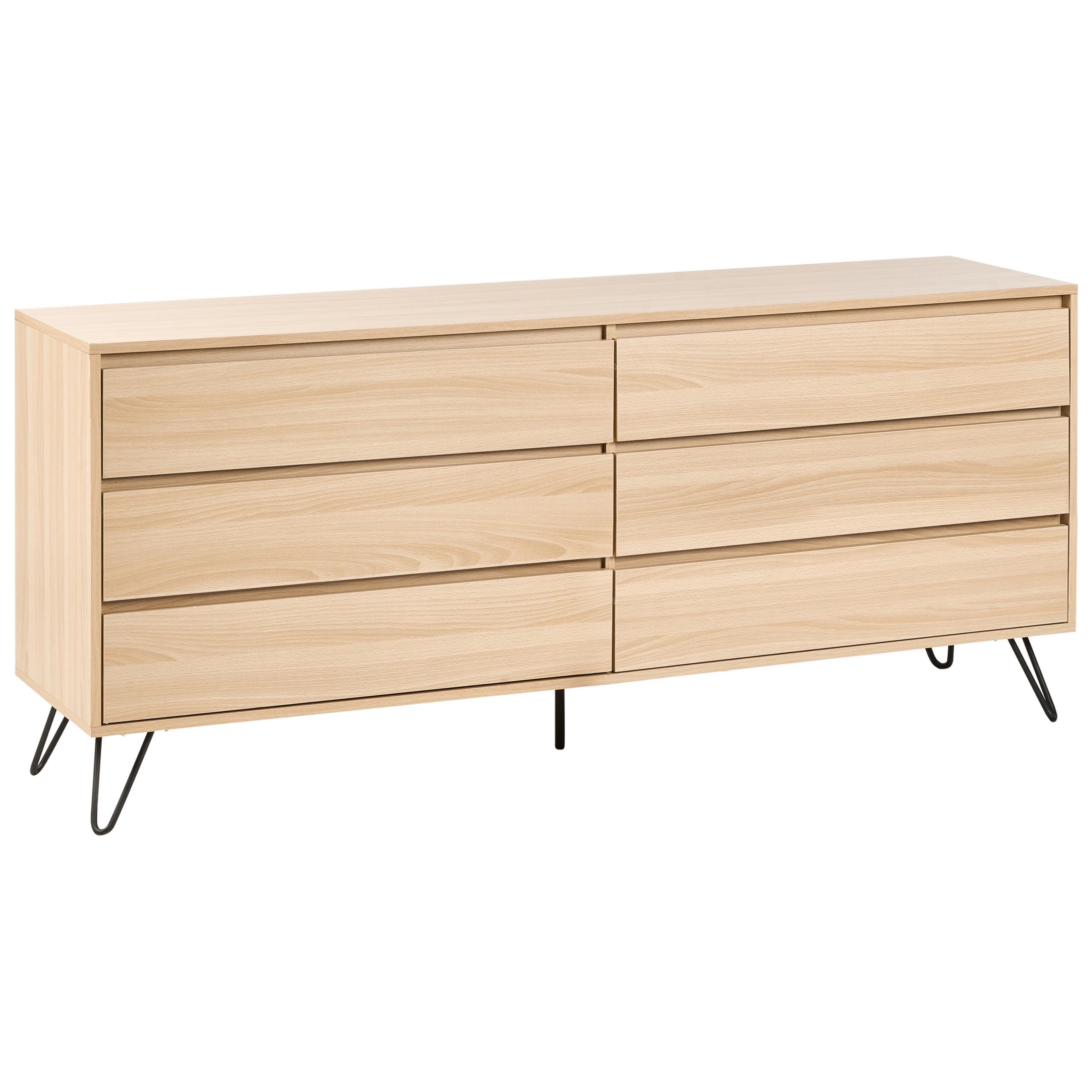 Wohnli Möbelsuche - KOMMODE mit 6 Schubladen Hellbraun Cardigan