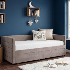 wohnli-moebel-suche-800001984283-1 TAGESBETT mit Stauraum 90/200 Samtstoff Hellgrau Marray Textil Beliani Möbel > Betten Grau