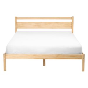 wohnli-moebel-suche-800001984290-1 BETT mit Lattenrost 140/200 Kiefernholz Hellbraun Mercurer Holz Beliani Möbel > Betten Braun