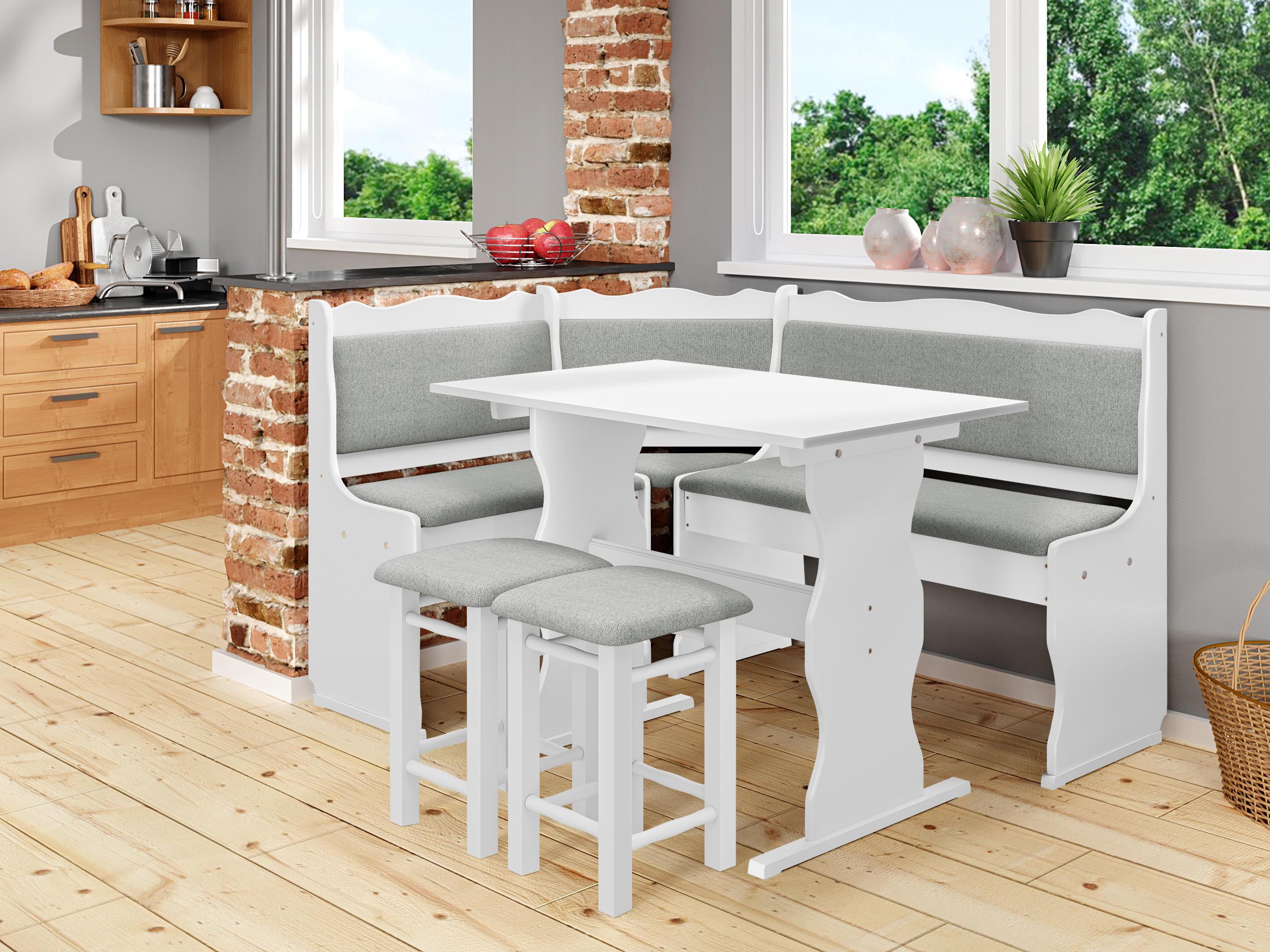 ECKBANKGRUPPE Mini Holz MIRJAN24 Möbel > Bänke > Eckbänke Weiß