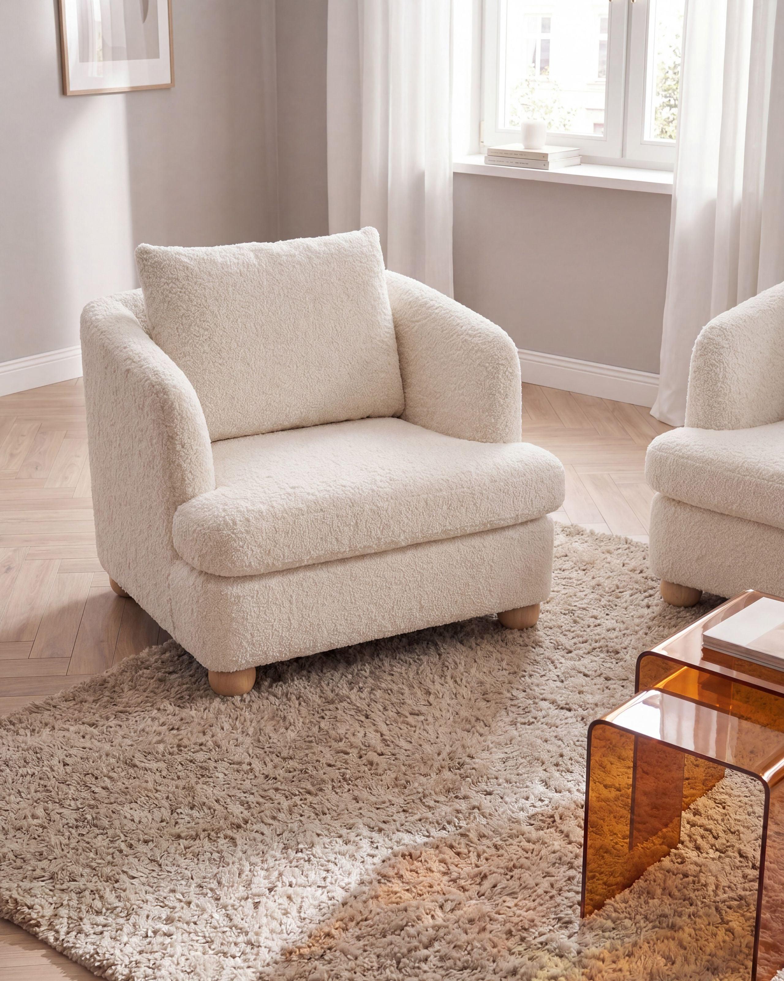 SESSEL Bouclé Cremeweiß Rattvik Textil Beliani Möbel > Sessel > Polstersessel Braun