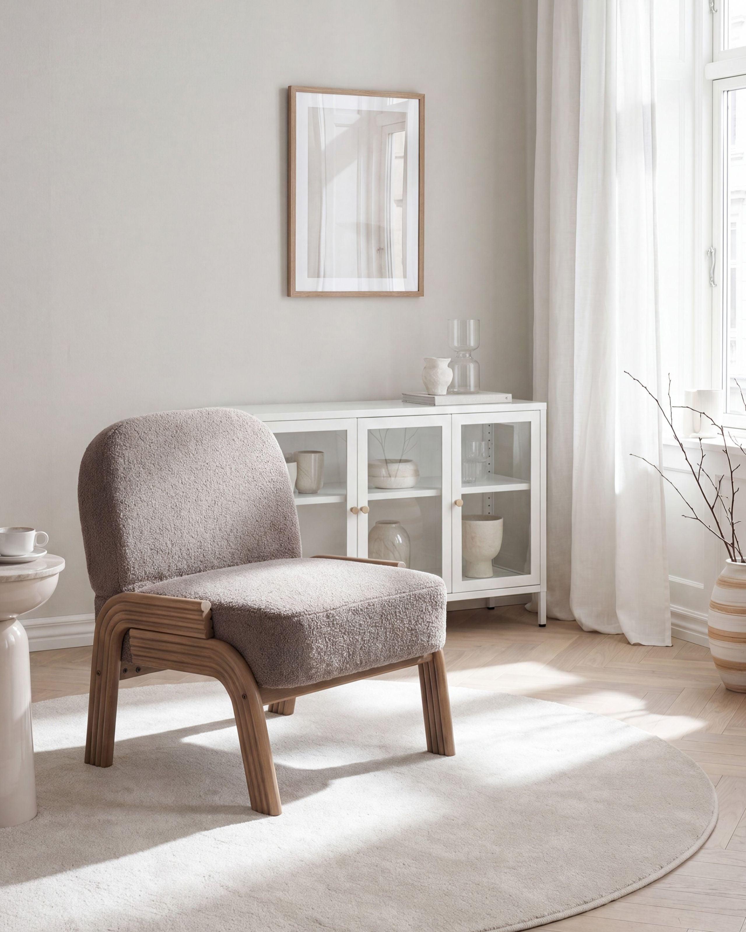 SESSEL Bouclé Taupe Orten Textil Beliani Möbel > Sessel > Polstersessel Taupe