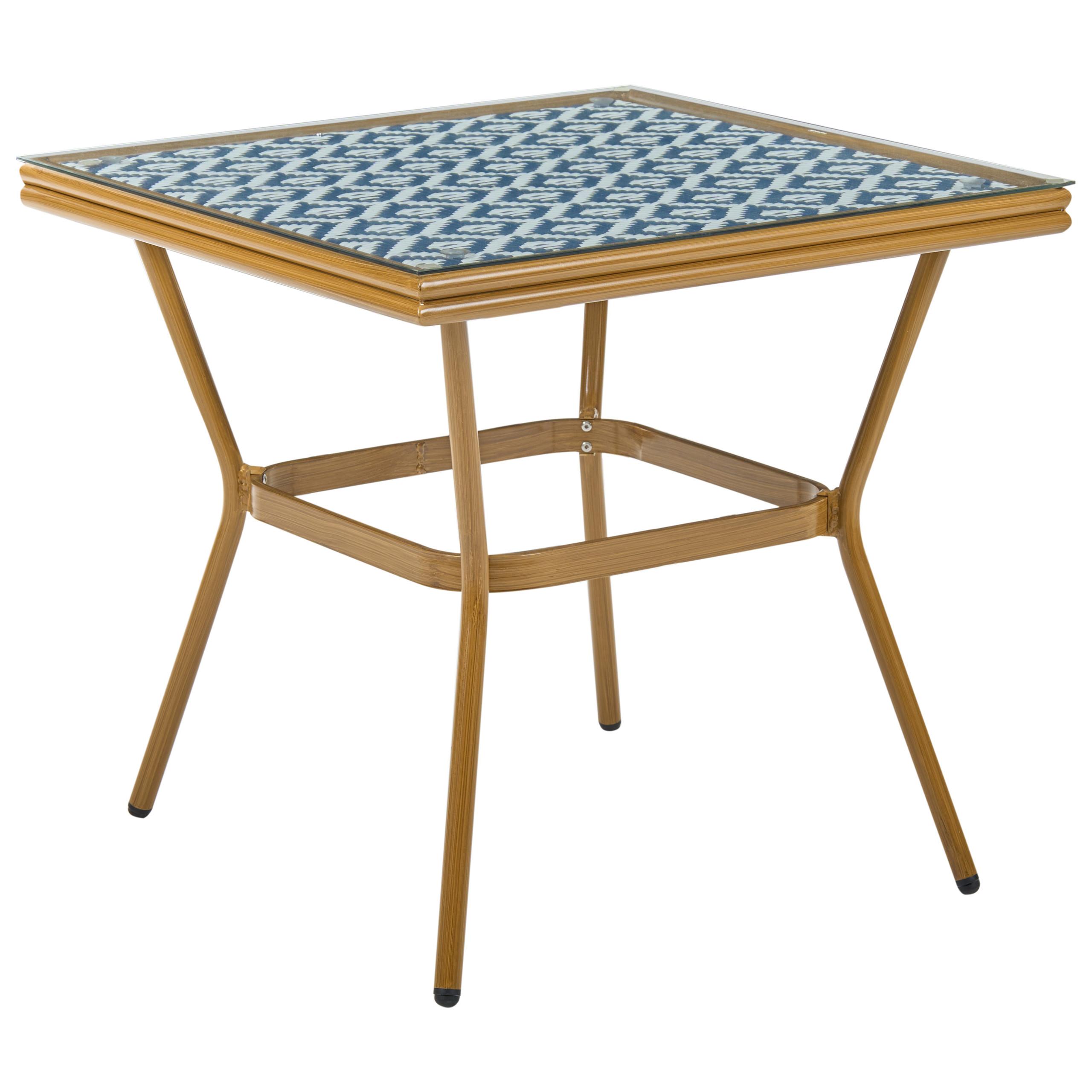 Wohnli Möbelsuche - BISTROTISCH Outdoor 80 cm 80 cm Polyrattan Blau/Weiß Caspri
