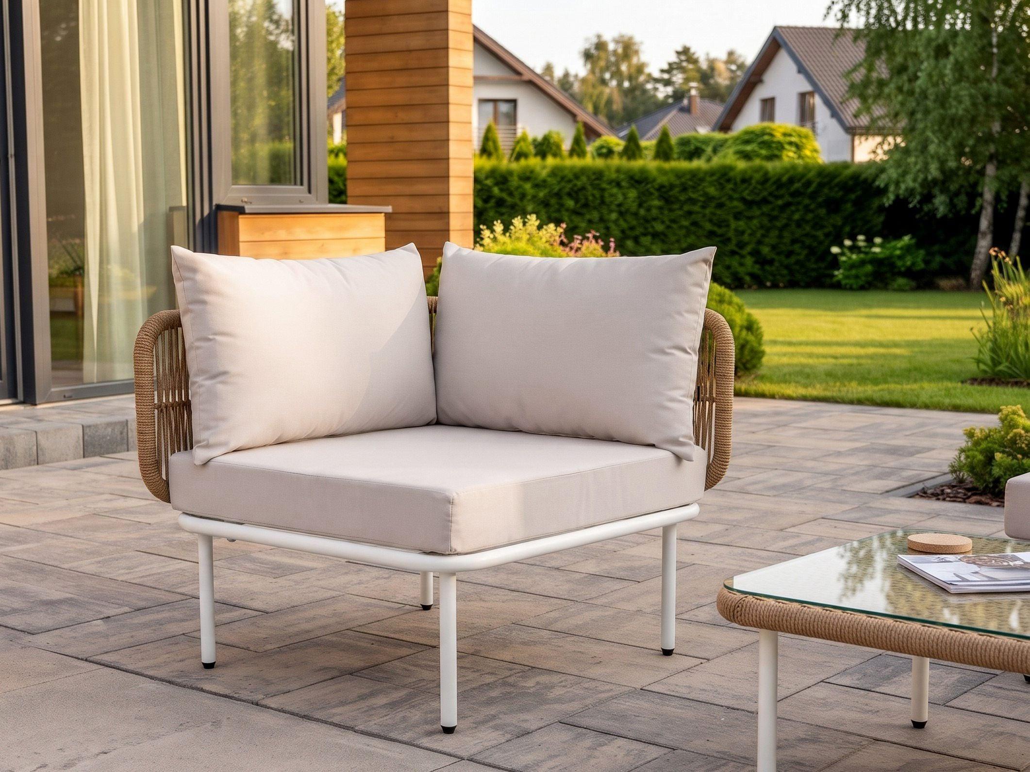 GARTEN-ECKMODUL Hellbeige Baucina Metall Beliani Garten & Outdoor > Gartenmöbel > Gartenstühle Beige