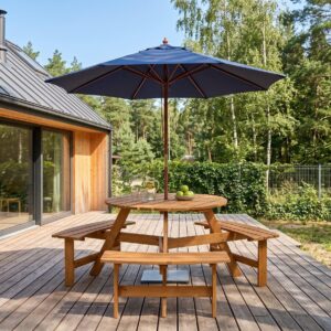 wohnli-moebel-suche-800002003506-1 PICKNICKTISCH mit Bänken Tannenholz Hellbraun Calascibetta Holz Beliani Garten & Outdoor > Gartenmöbel > Gartenmöbel-Sets Braun