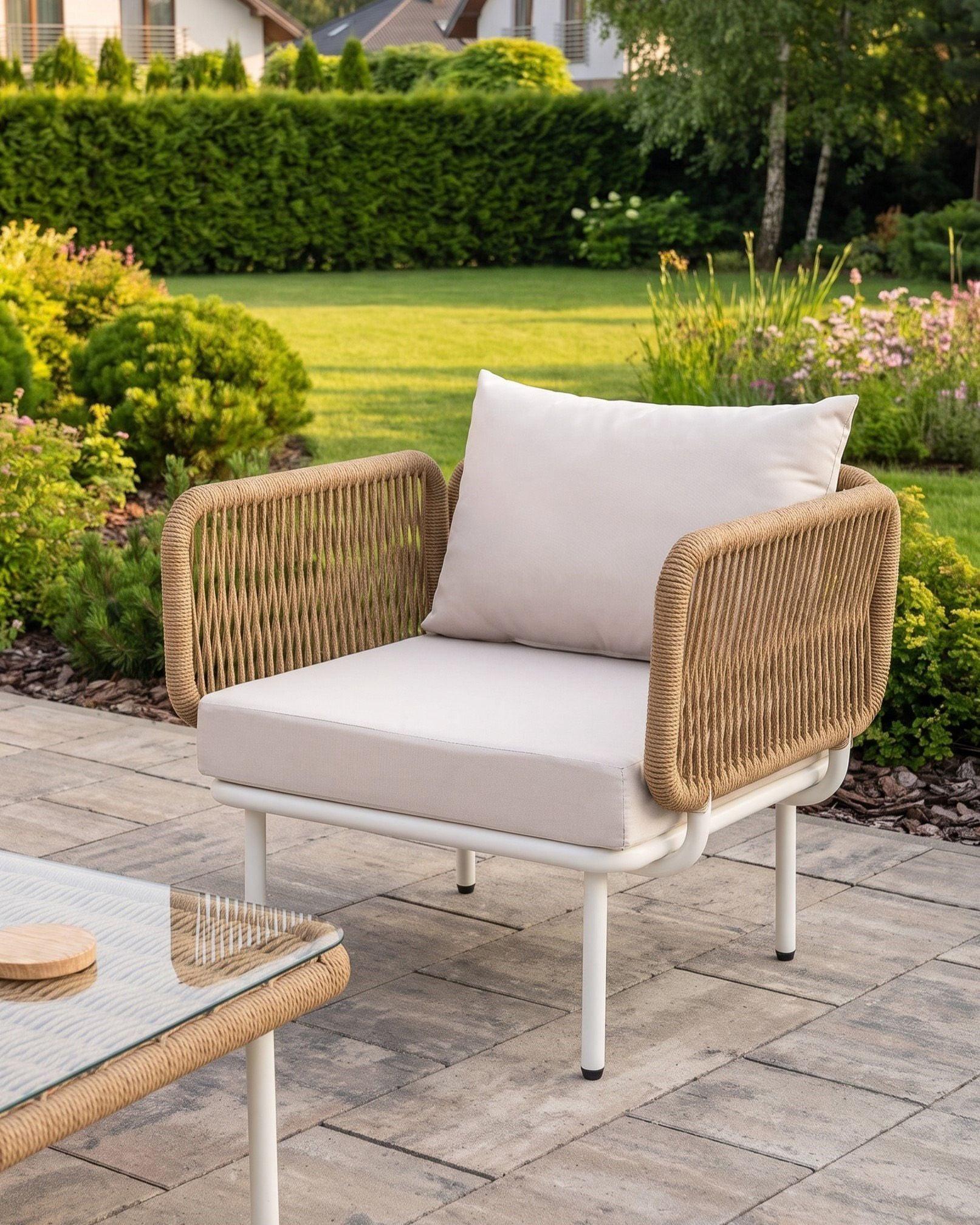 GARTENSESSEL Hellbeige Baucina Metall Beliani Garten & Outdoor > Gartenmöbel > Gartenstühle Beige