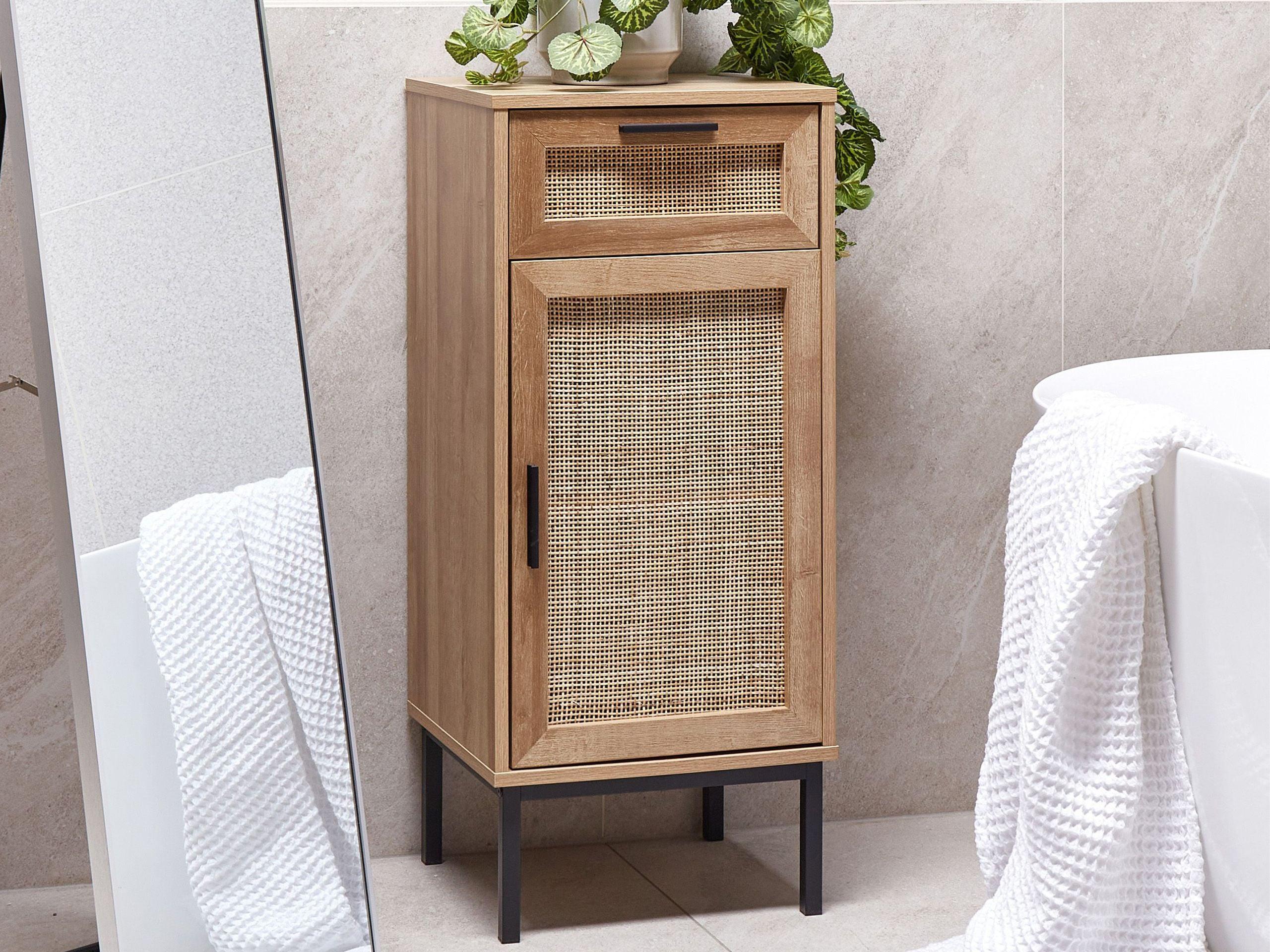 BADEZIMMERSCHRANK 40 cm Hellbraun Rosell Holzwerkstoff Beliani Möbel > Schränke > Badezimmerschränke Braun