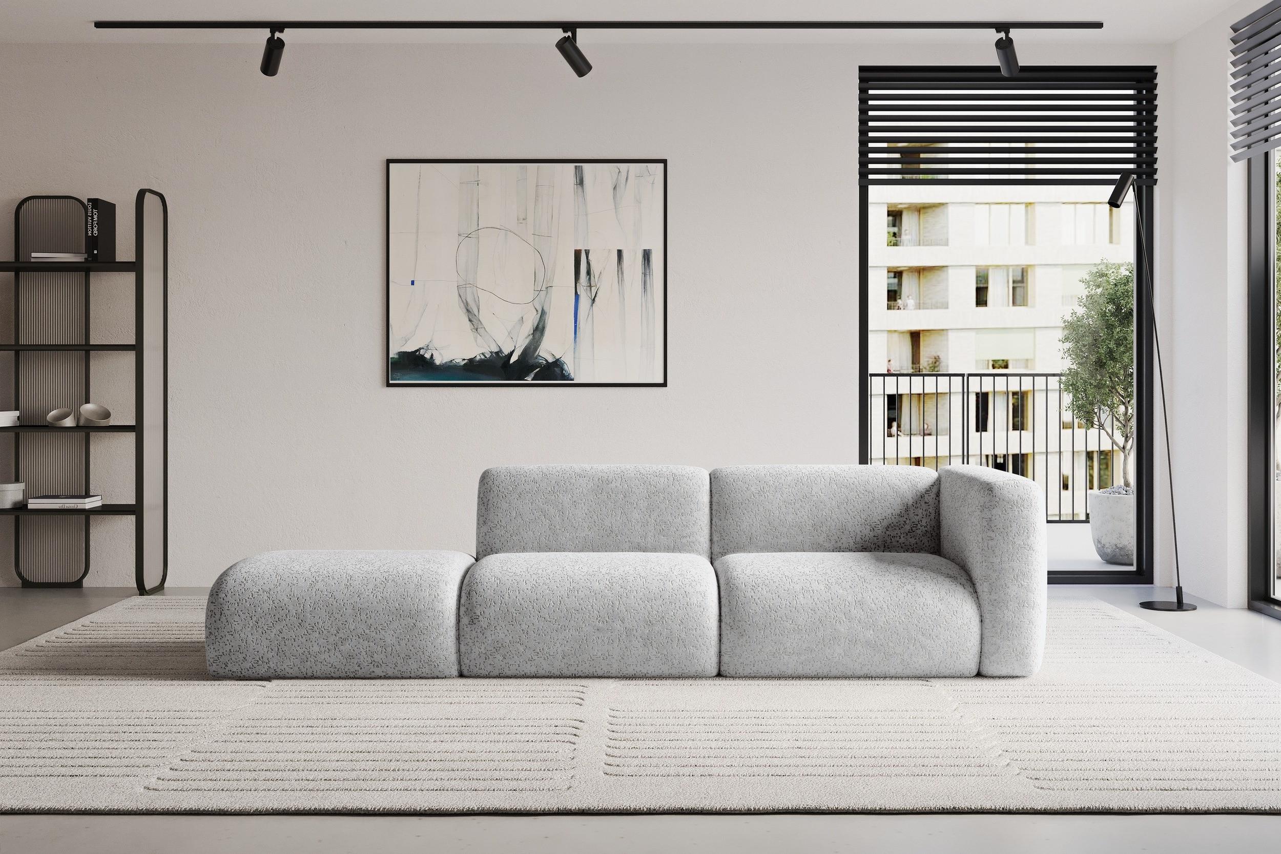 SOFA Ottomane Rechts MIRA-S3 296x89x70 Grau Velours Textil ALTDECOR Möbel > Sofas & Couches > Sofas Grau