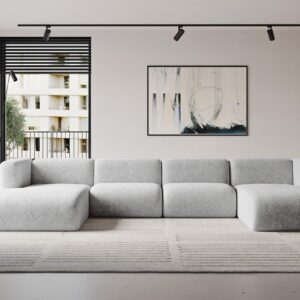 WOHNLANDSCHAFT MIRA-U2 408x179x70 Grau Velours Textil ALTDECOR Möbel > Sofas & Couches > Wohnlandschaften > Wohnlandschaften U-Form Grau