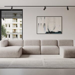 wohnli-moebel-suche-800002003604-1 WOHNLANDSCHAFT MIRA-U2 408x179x70 Hellgrau Velours Textil ALTDECOR Möbel > Sofas & Couches > Wohnlandschaften > Wohnlandschaften U-Form Grau