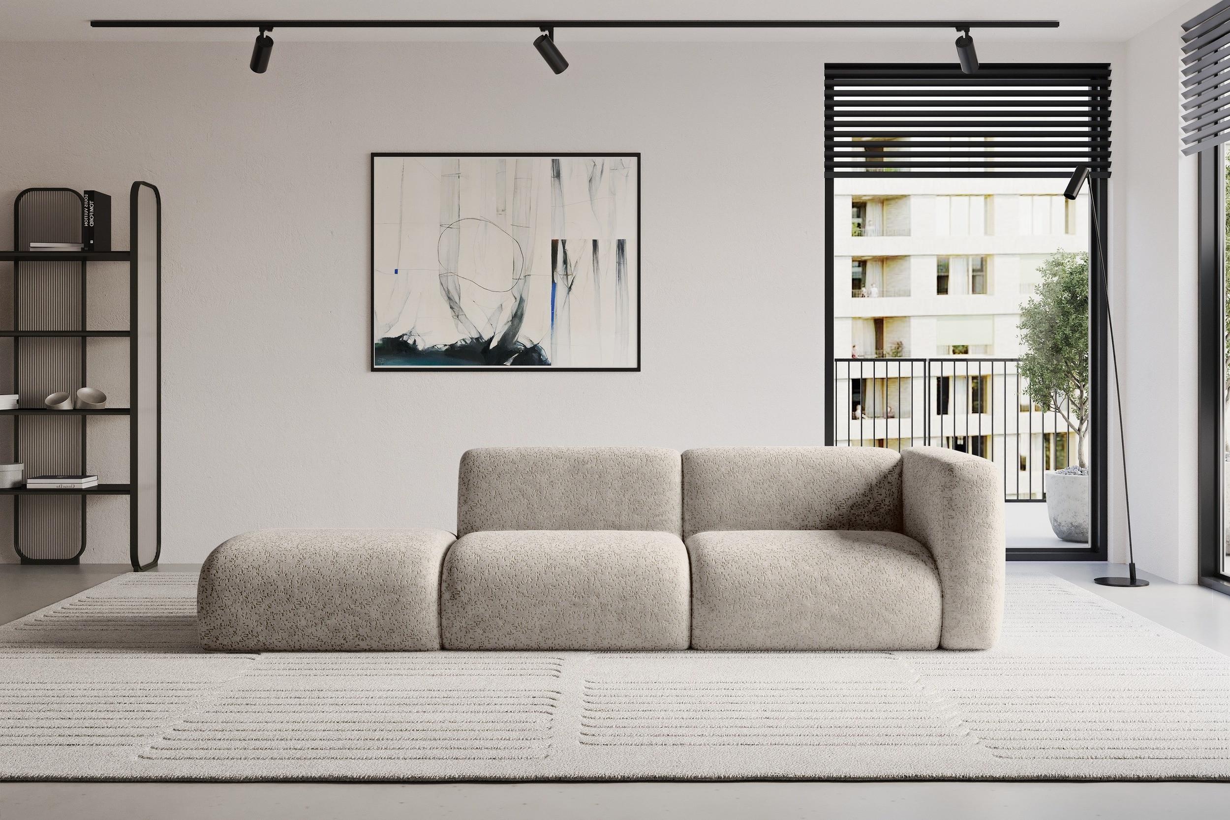 SOFA Ottomane Rechts MIRA-S3 296x89x70 Beige Velours Textil ALTDECOR Möbel > Sofas & Couches > Sofas Beige