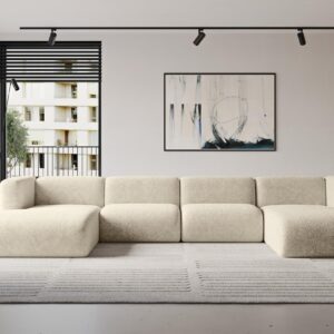 WOHNLANDSCHAFT MIRA-U2 408x179x70 Creme Velours Textil ALTDECOR Möbel > Sofas & Couches > Wohnlandschaften > Wohnlandschaften U-Form Weiß