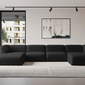 wohnli-moebel-suche-800002003636-1 WOHNLANDSCHAFT MIRA-U2 408x179x70 Schwarz Velours Textil ALTDECOR Möbel > Sofas & Couches > Wohnlandschaften > Wohnlandschaften U-Form Schwarz
