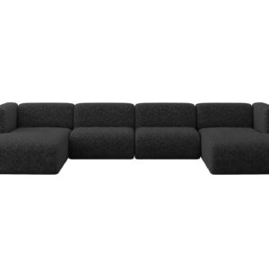 Wohnli Möbelsuche - WOHNLANDSCHAFT MIRA-U2 408x179x70 Schwarz Velours