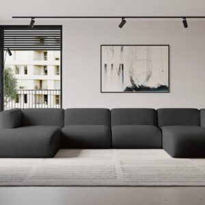 wohnli-moebel-suche-800002003646-1 WOHNLANDSCHAFT MIRA-U2 408x179x70 Schwarz Velours Textil ALTDECOR Möbel > Sofas & Couches > Wohnlandschaften > Wohnlandschaften U-Form Anthrazit